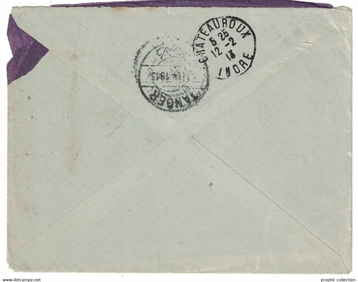 1913 - LETTRE POSTES CHERIFIENNES Avec TIMBRE N° 3 CACHET POSTE DE MEKNES SERVICE DES RENSEIGNEMENTS CAD TANGER MAROC - Lokale Post