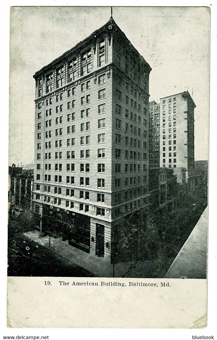 Ref 1481 - Early USA Postcard - American Building Baltimore - Sparrows Point Maryland Postmark - Baltimore