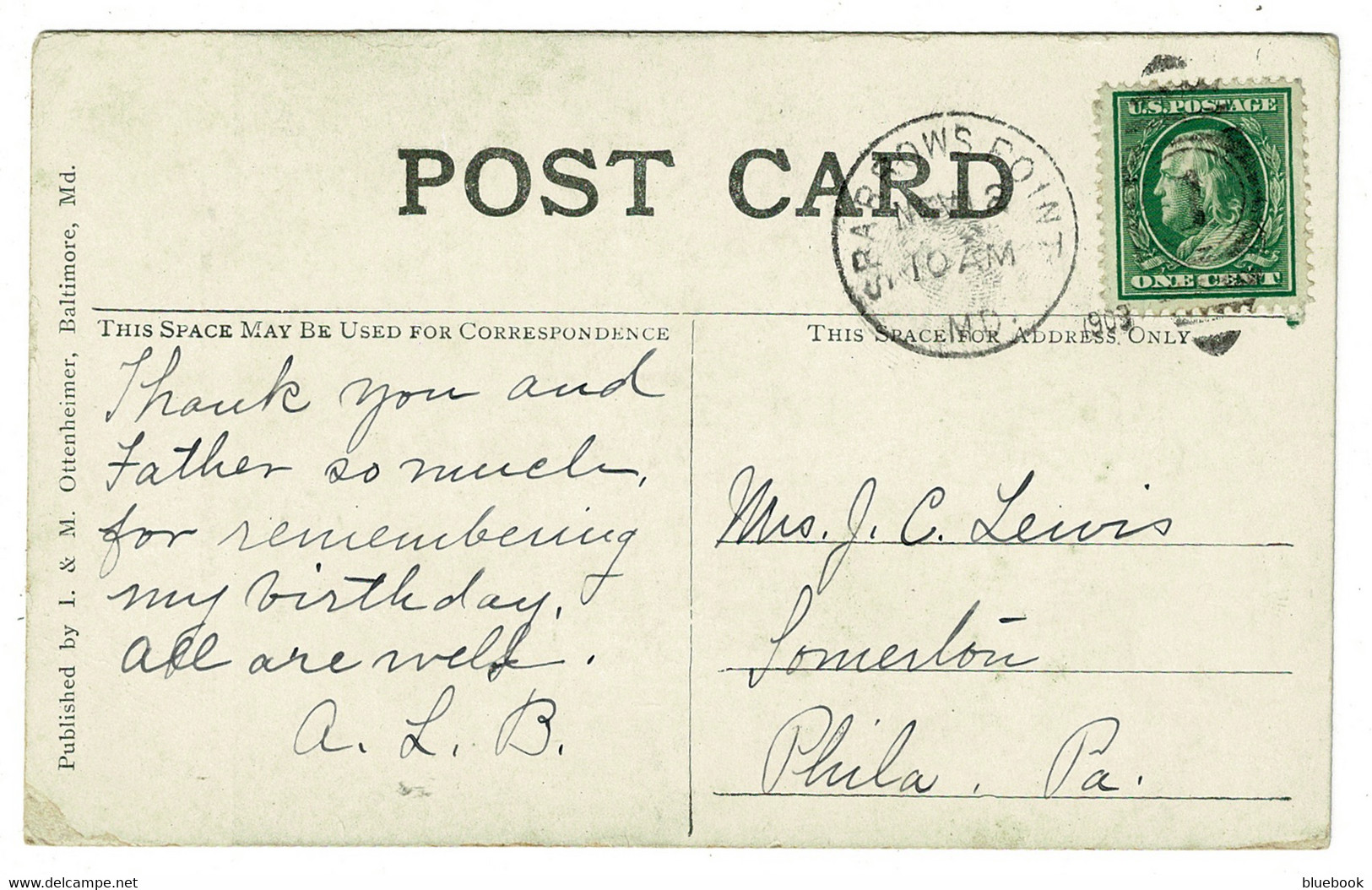 Ref 1481 - Early USA Postcard - American Building Baltimore - Sparrows Point Maryland Postmark - Baltimore