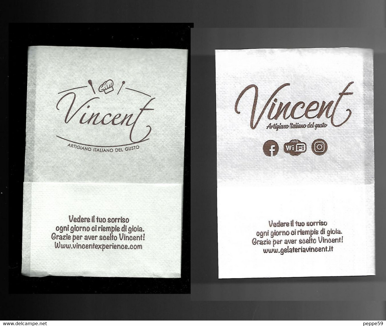 2 Tovagliolini Da Caffè - Caffè Gelateria Vincent - Company Logo Napkins