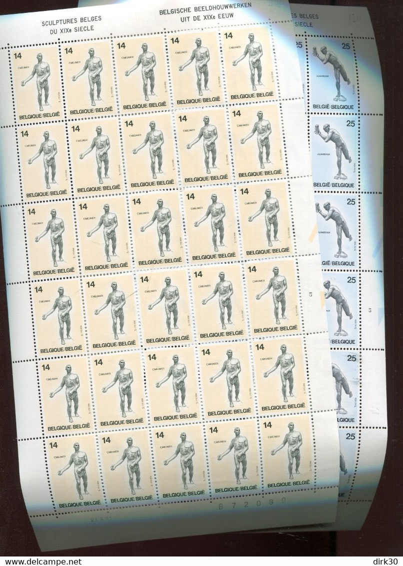 Belgie 1991 2400/01 MEUNIER LAMBEAUX SCULPTURES FULL SHEETS MNH Plaatnummer 55 - 1991-2000