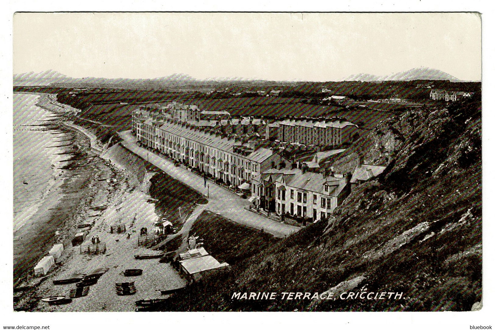 Ref 1482 - 1912 Photo Postcard - Marine Terrace & Beach - Criccieth Caernarvonshire Wales - Caernarvonshire