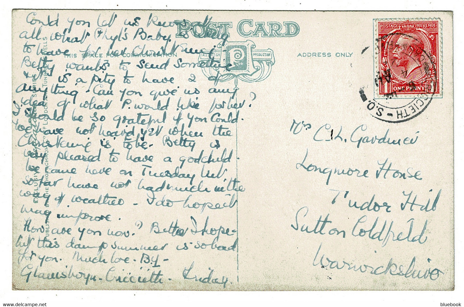 Ref 1482 - 1922 Postcard - Criccieth Bay From The Castle - Caernarvonshire Wales - Caernarvonshire