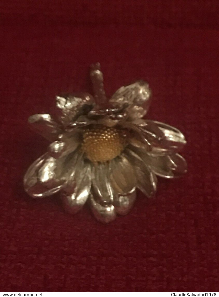 SCULTURA MINIATURA A FORMA DI FIORE IN ARGENTO 925 PUNZONATO 6cm - Idea Regalo - Broschen