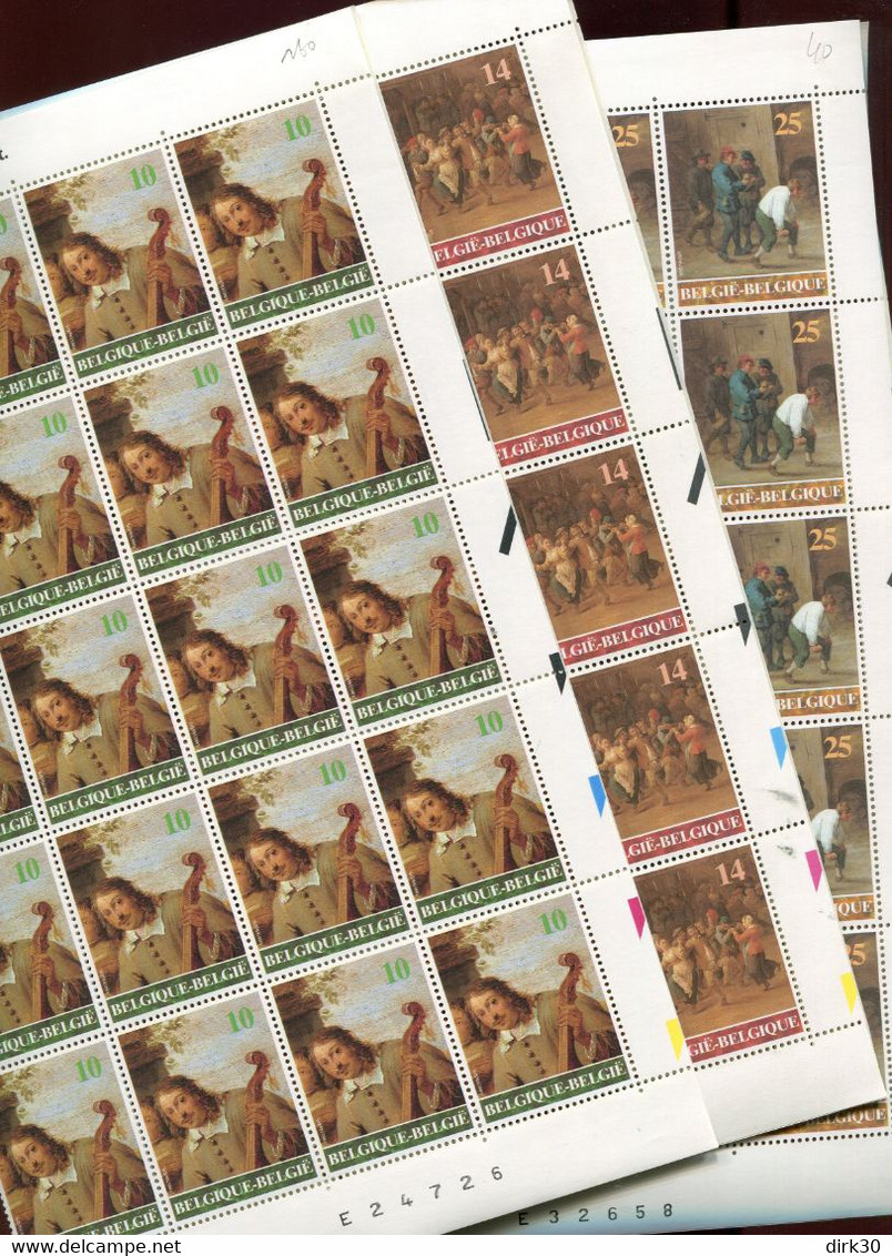 Belgie 1990 2393/95 PAINTINGS TENIERS FULL SHEET MNH Plaatnummer OO - 1981-1990