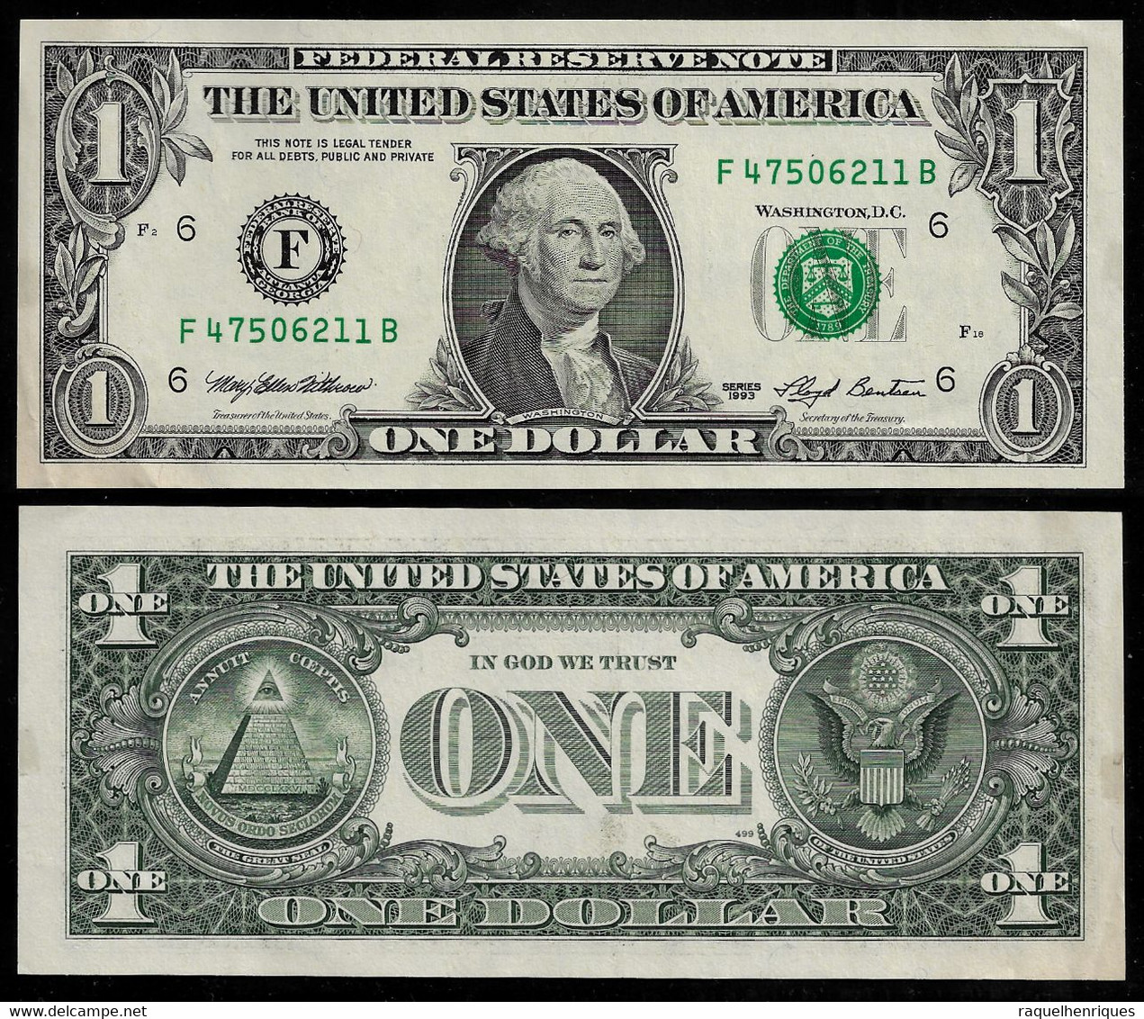 UNITED STATES Of AMERICA BANKNOTE -  1 DOLLAR 1993 P#490a XF/AU (NT#06) - Billetes De La Reserva Federal (1928-...)