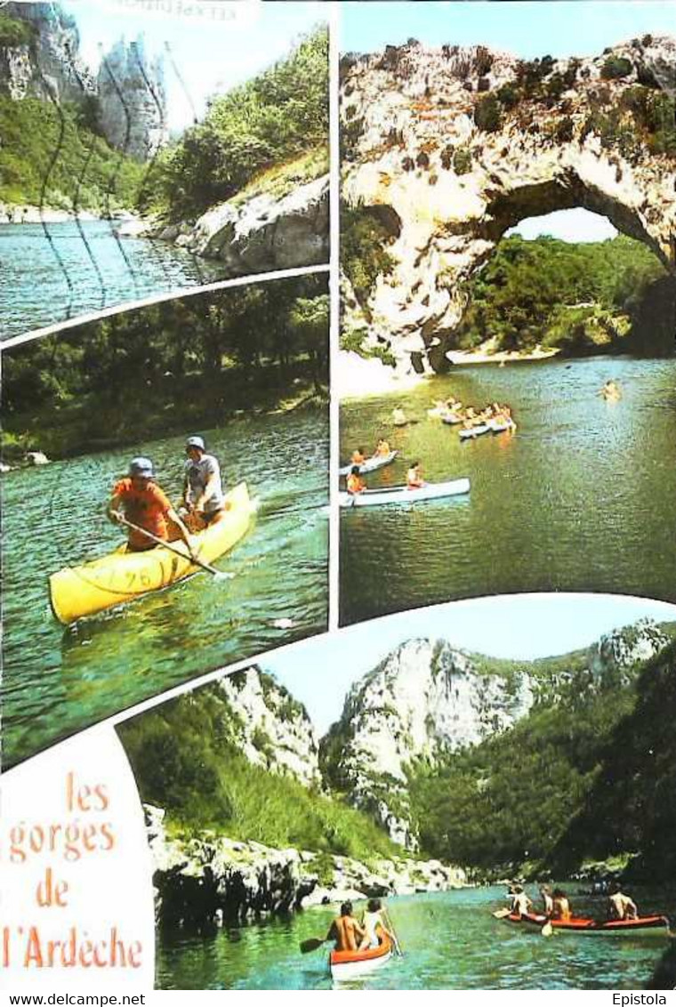 ► River Kayak -  France -  ARDECHE  Rocher De La Cathédrale  Et Pont D'Arc - Rowing
