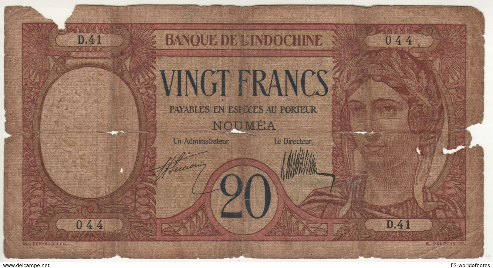 NEW CALEDONIA   20 Francs  P37a (Local Girl At Front - Peacock At Back) - Altri – Oceania