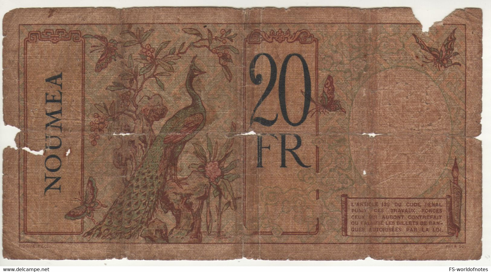 NEW CALEDONIA   20 Francs  P37a (Local Girl At Front - Peacock At Back) - Other - Oceania