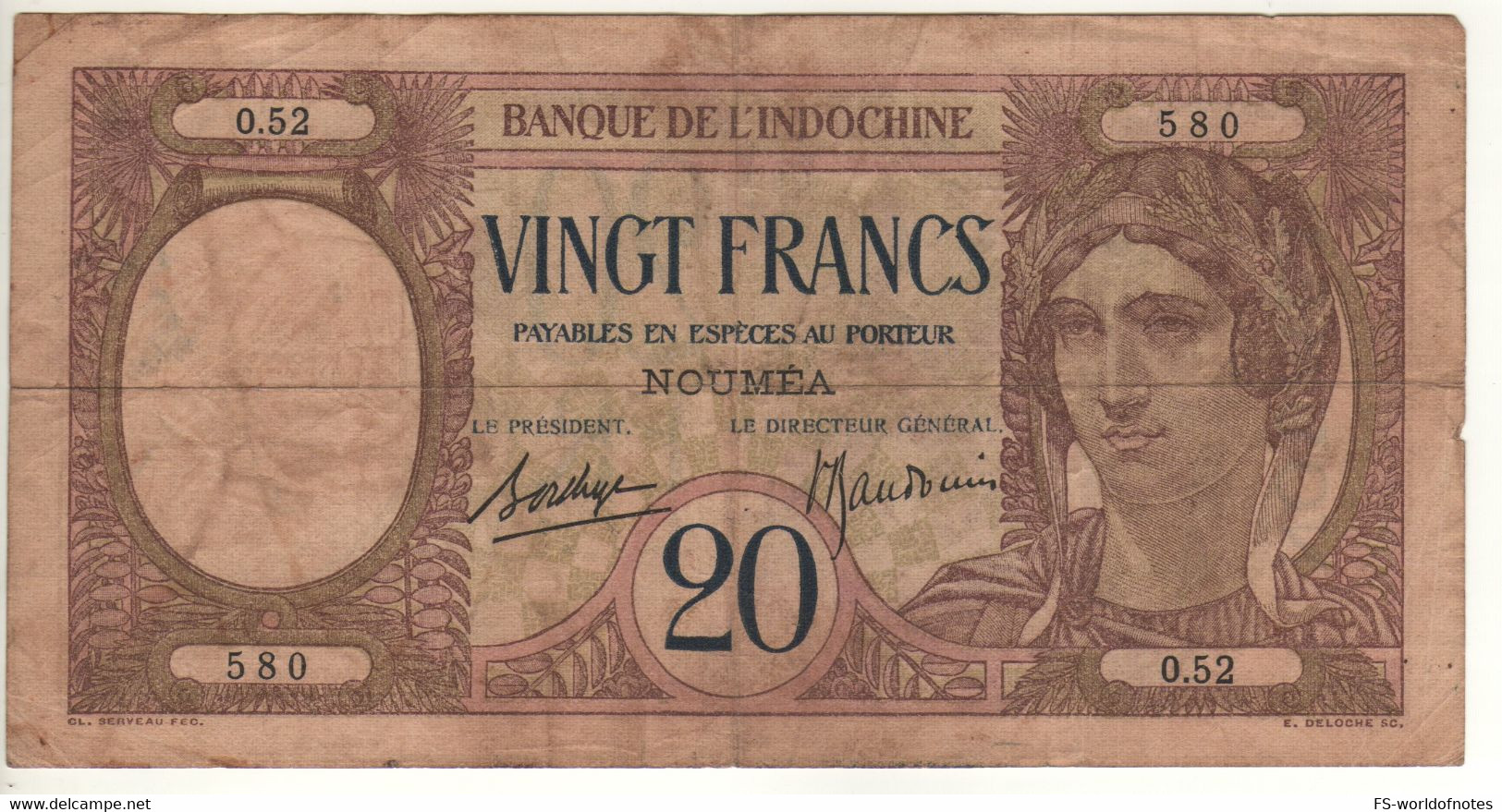 NEW CALEDONIA   20 Francs  P37b (Local Girl At Front - Peacock At Back) - Sonstige – Ozeanien