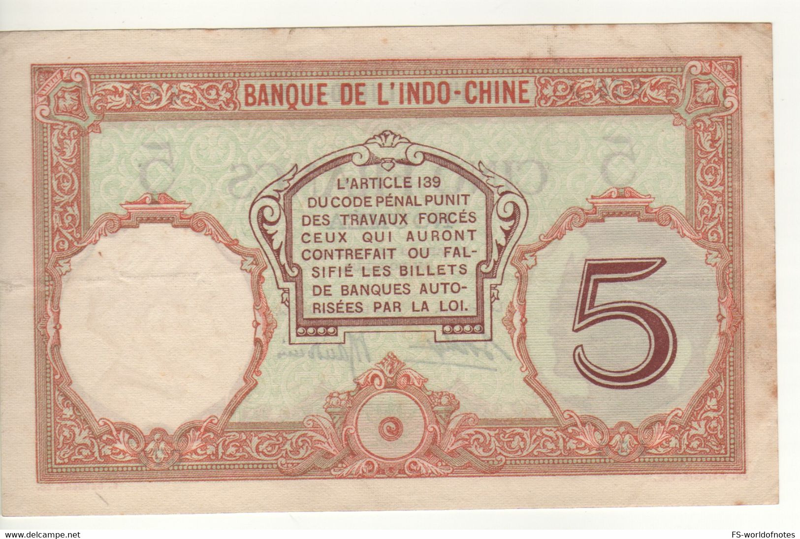 NEW CALEDONIA   5 Francs  P36b  ( ND.  1926 ) - Other - Oceania