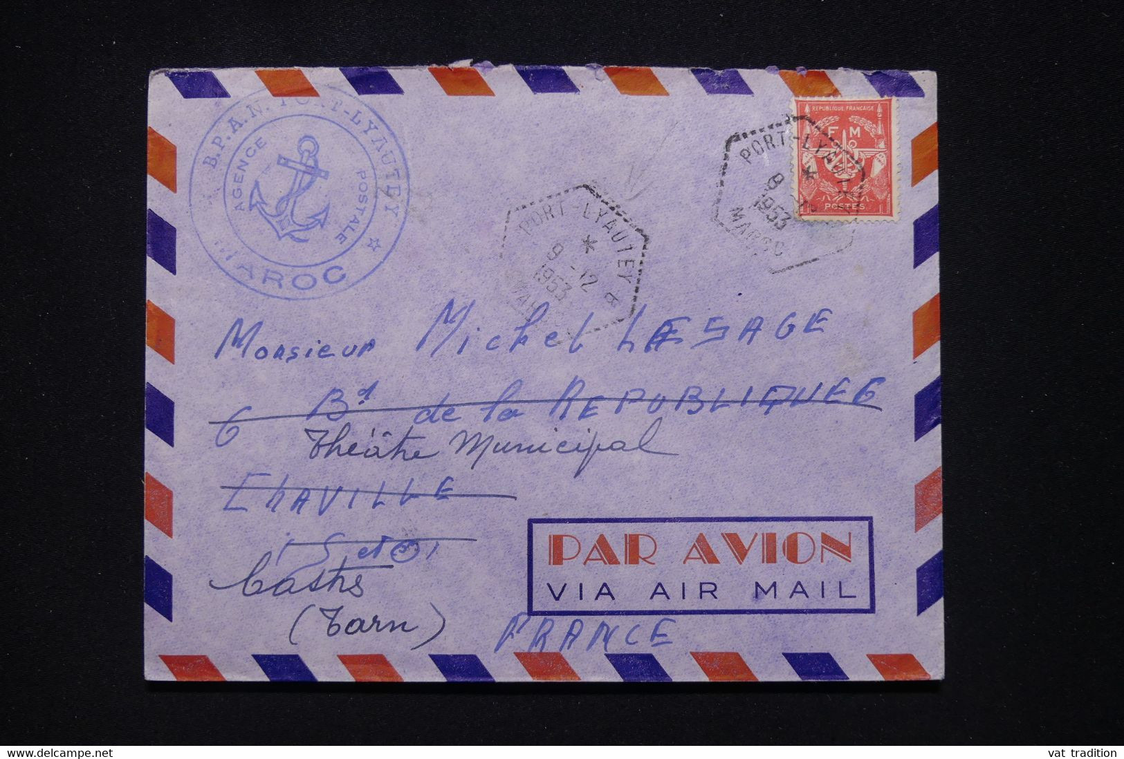 MAROC - Enveloppe En FM De Port Lyautey Pour La France En 1953, Affranchissement Timbre FM  - L 96023 - Covers & Documents