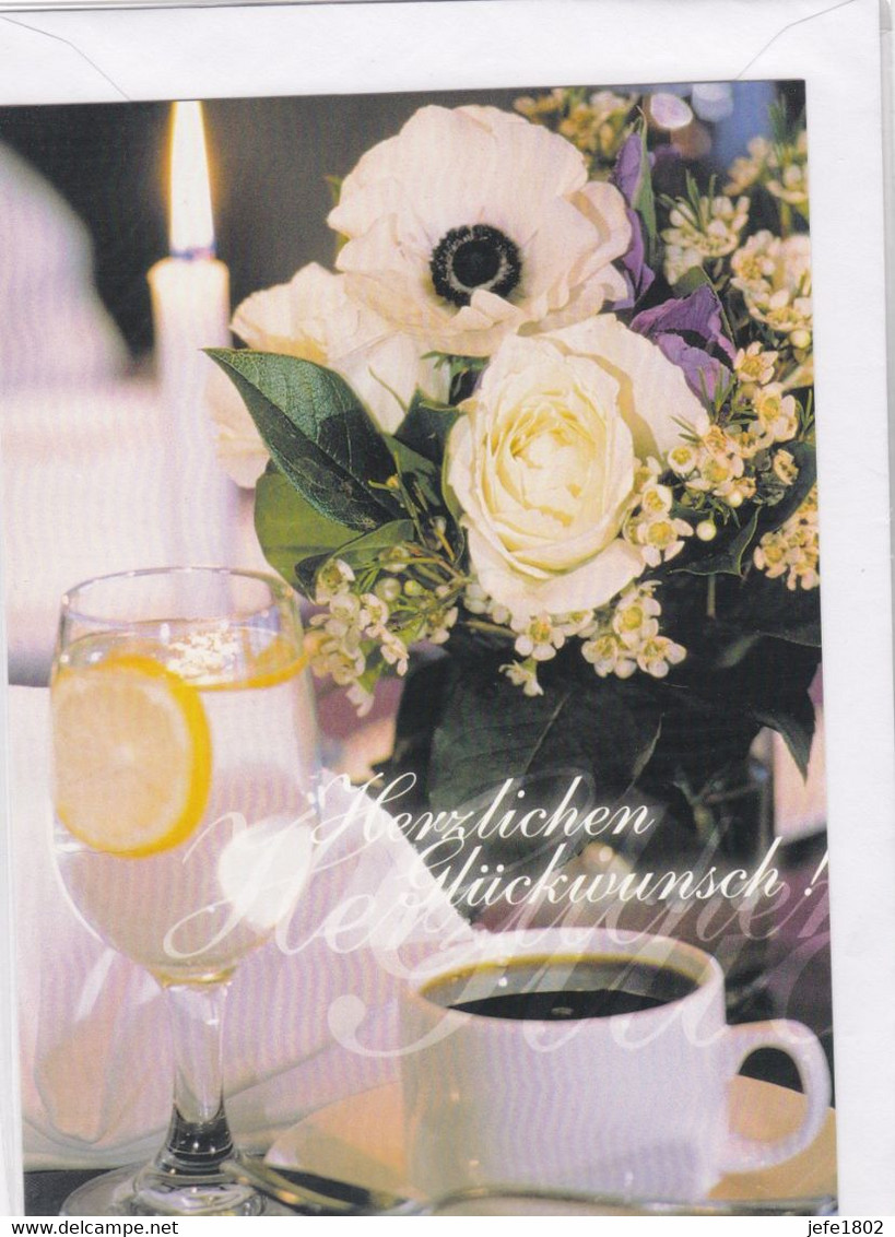 Postogram 193 D / 00 - Herzlichen Glückwunsch - Black Coffee - Roses - Tonic ... - Postogram