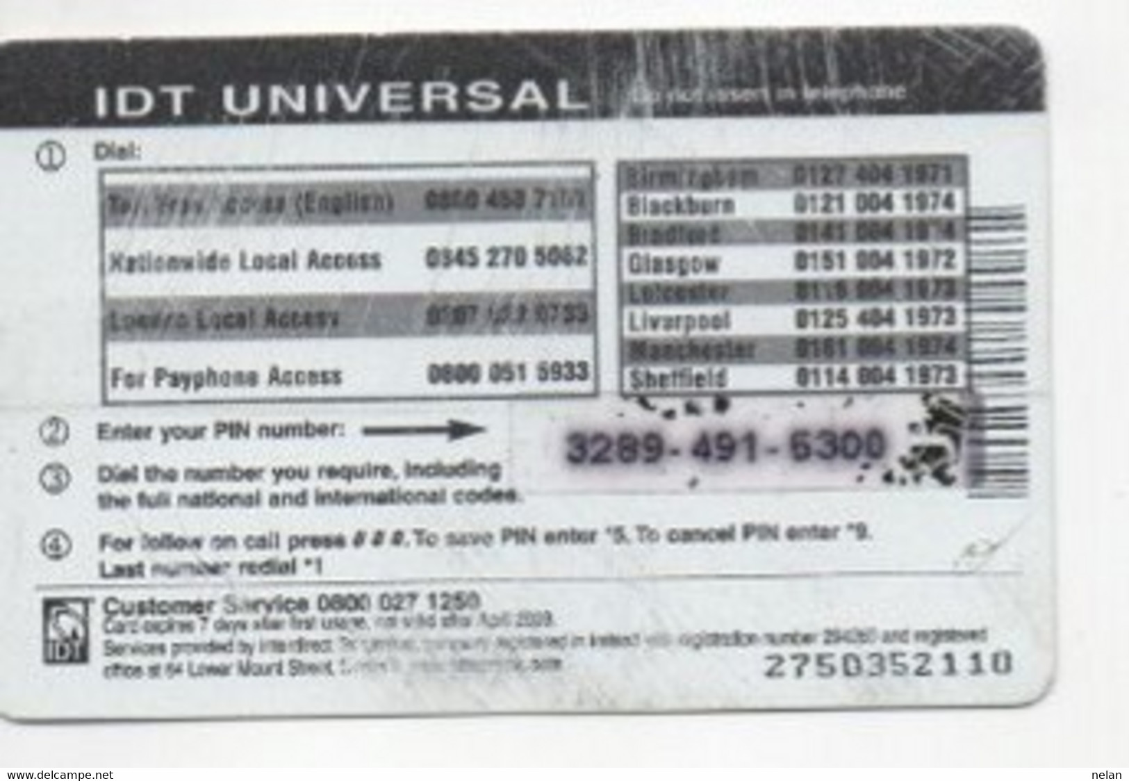 SCHEDA TELEFONICA - PHONE CARD - IDT UNIVERSAL - Zu Identifizieren