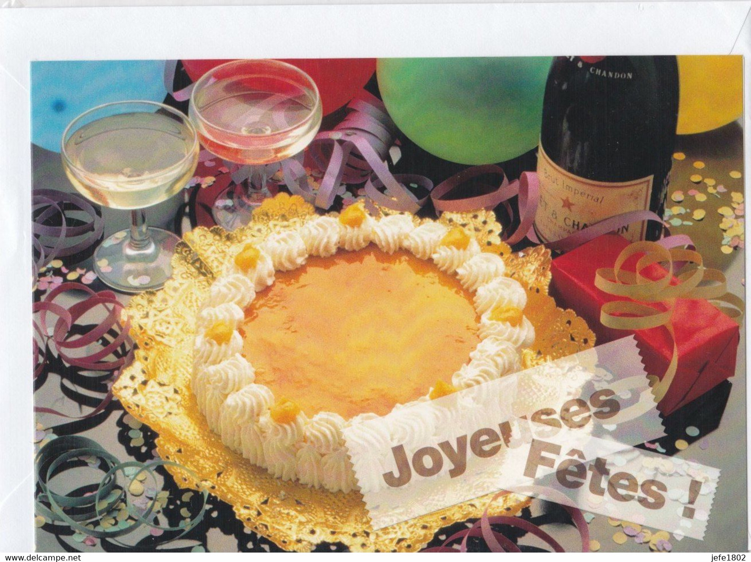 Postogram 219 F - Joyeuses Fêtes - Taart - Champagne - Postogram