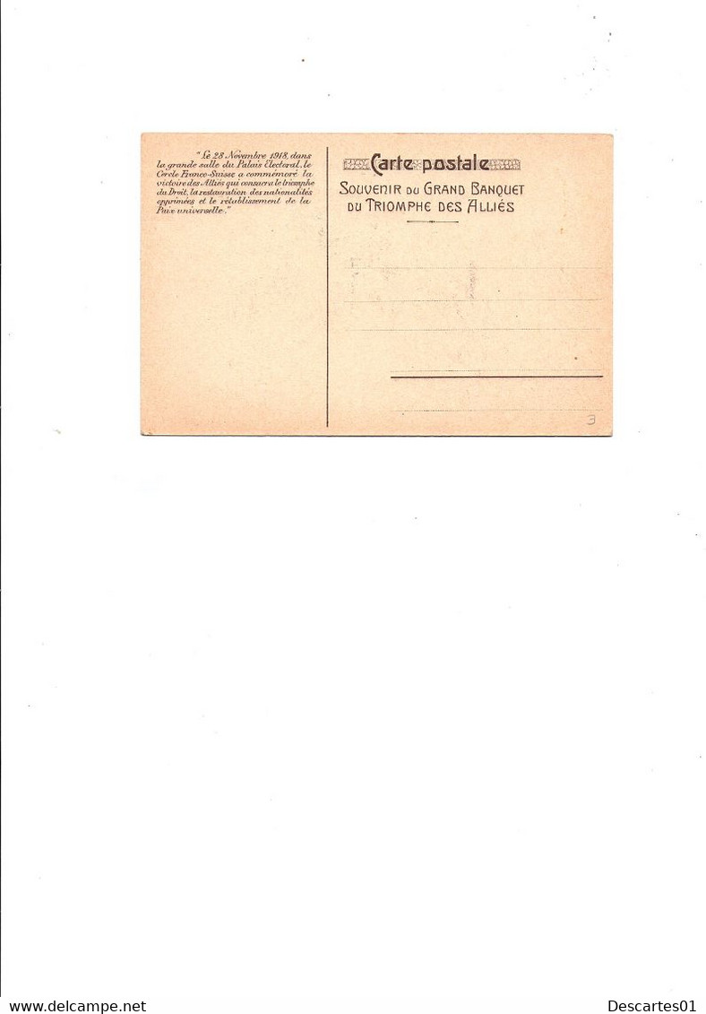 C P A ILLUSTRATION DE ANDRE FOURNIER LITH A BERTHET" 28 NOVEMBRE 1918 TRIOMPHE DES ALLIES"  CIRCULEE NON - Riom-Parsonz