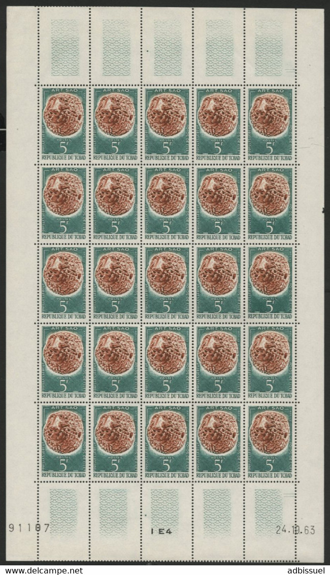 TCHAD N° 88 + 114 + 228 TROIS FEUILLES DE 25 EX. NEUFS SANS CHARNIERE ** (MNH) - Ciad (1960-...)