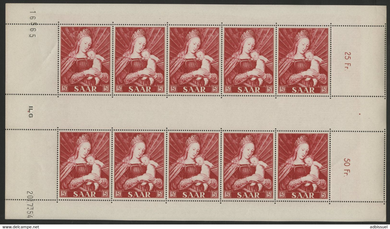 SARRE / SAAR N° 331 à 333. 3 Feuilles Complètes De10 Ex. Avec Coins Datés. NEUFS SANS CHARNIERE ** (MNH). TB - Unused Stamps