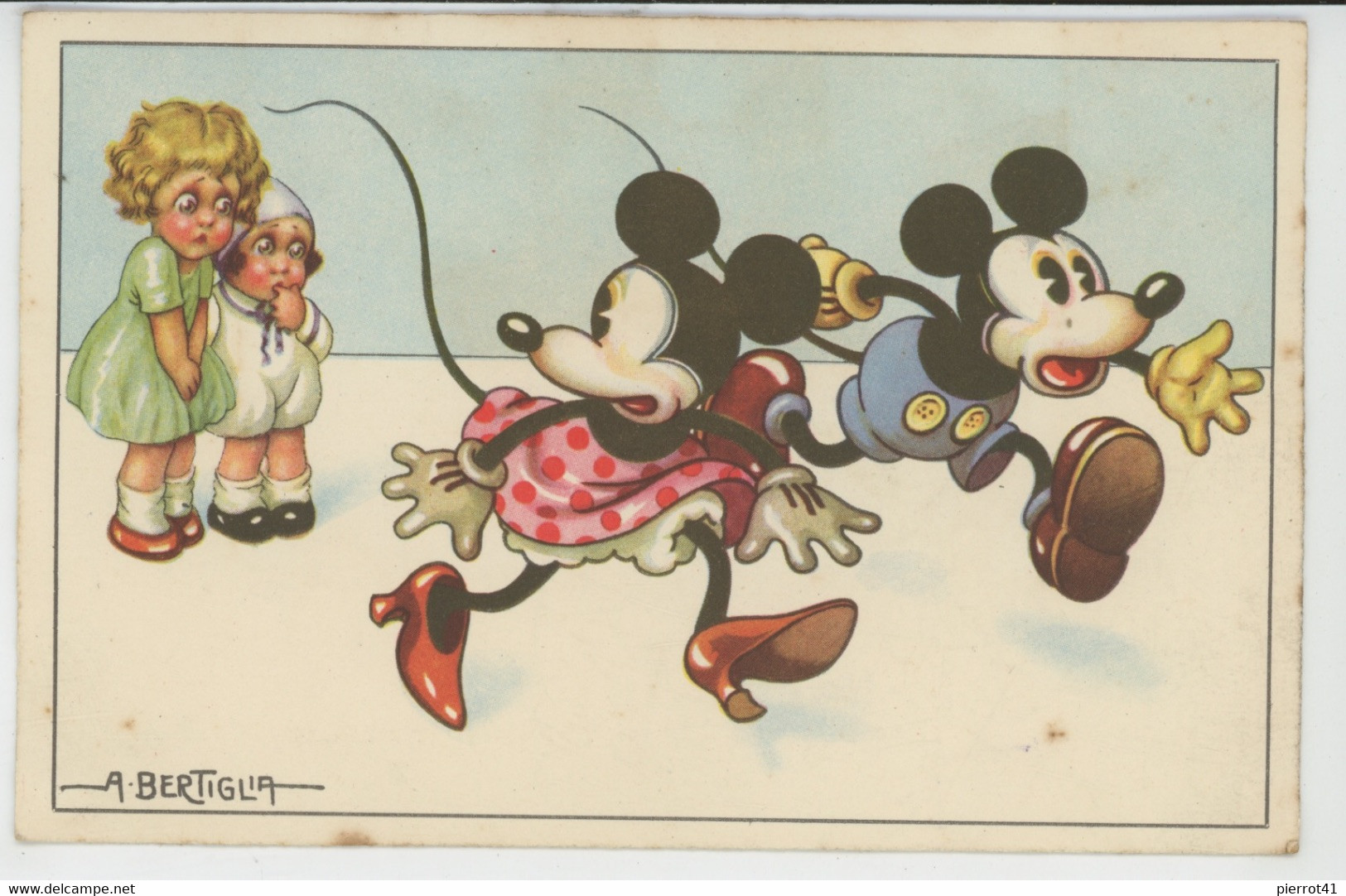 Illustrateur ENFANTS - BERTIGLIA - Jolie Carte Fantaisie Enfants Avec MICKEY Et MINNIE (WALT DISNEY ) - Bertiglia, A.