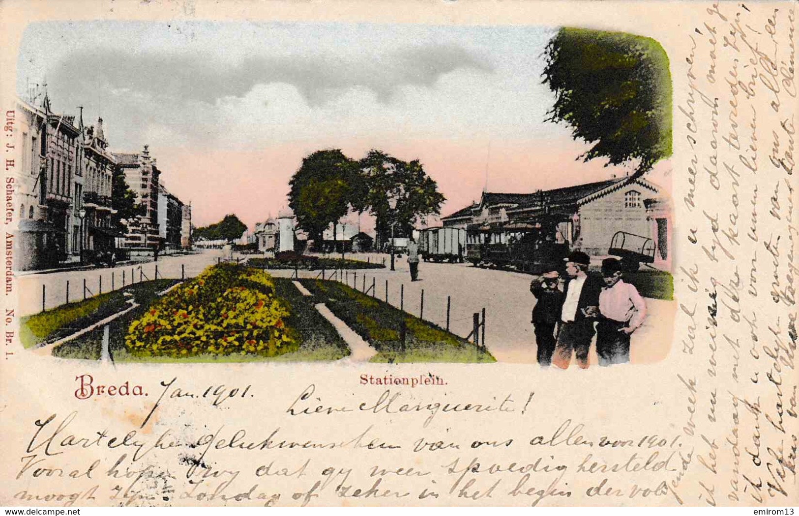 Breda Stationplein Gare Du Train Tram Chemin De Fer Couleur 1901 Schaefer - Breda