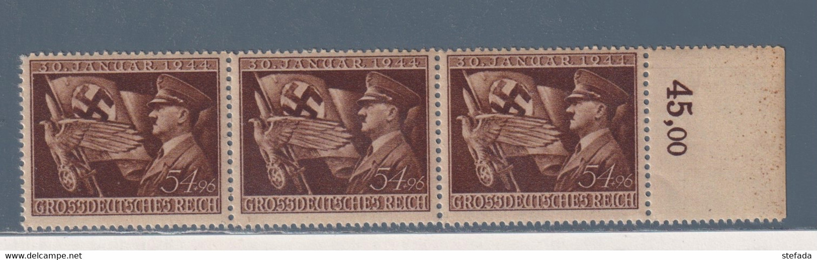 REICH  GERMANY GERMANIA 1944  Mi. 865 Machtergreifung Anniver.regime Streifen Von Drei  Nuovo   MNH** - Unused Stamps