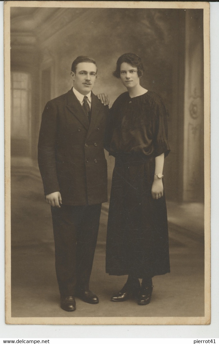 EQUEURDREVILLE - Belle Carte Photo Couple Posant En 1924 Pour Photographe J. KOCH à CHERBOURG - Equeurdreville