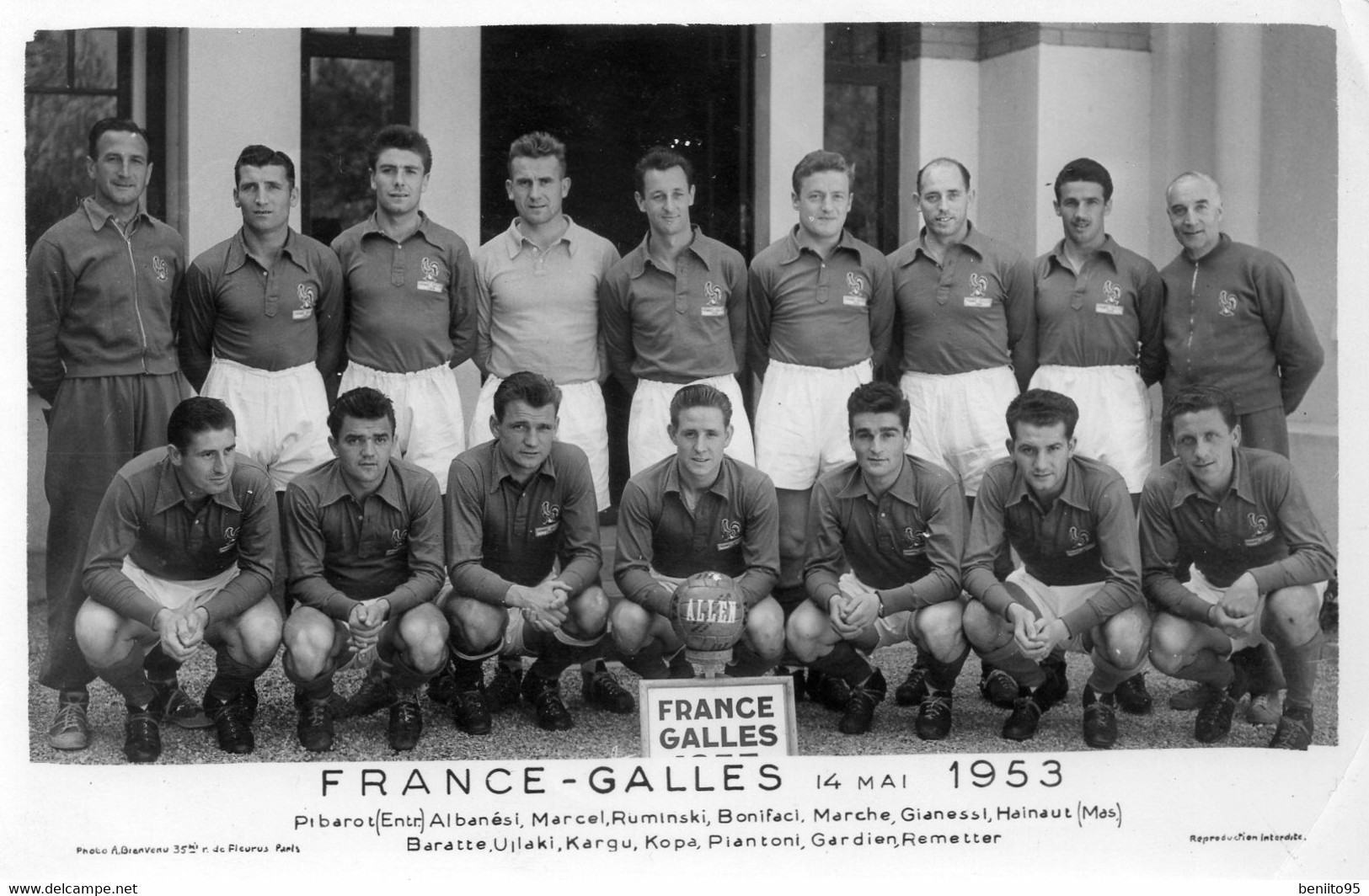 CP De L'équipe De FRANCE De Football Contre GALLES En 1953. - Fussball