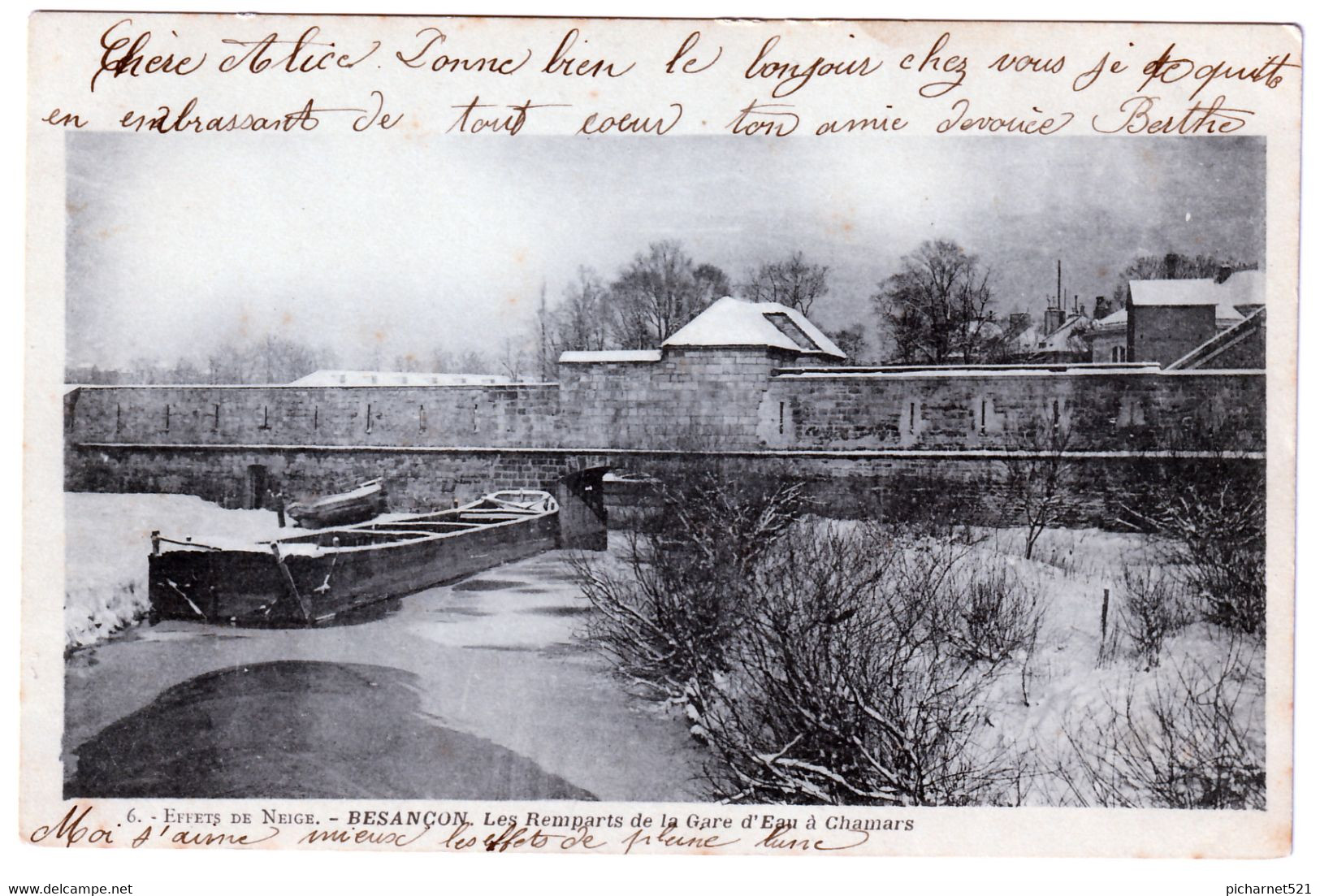 BESANCON -  Les Remparts De La Gare D'eau à Chamars Par Temps De Neige (Coll. Trémolières ?) N° 6. Ecrite. B état. - Besancon