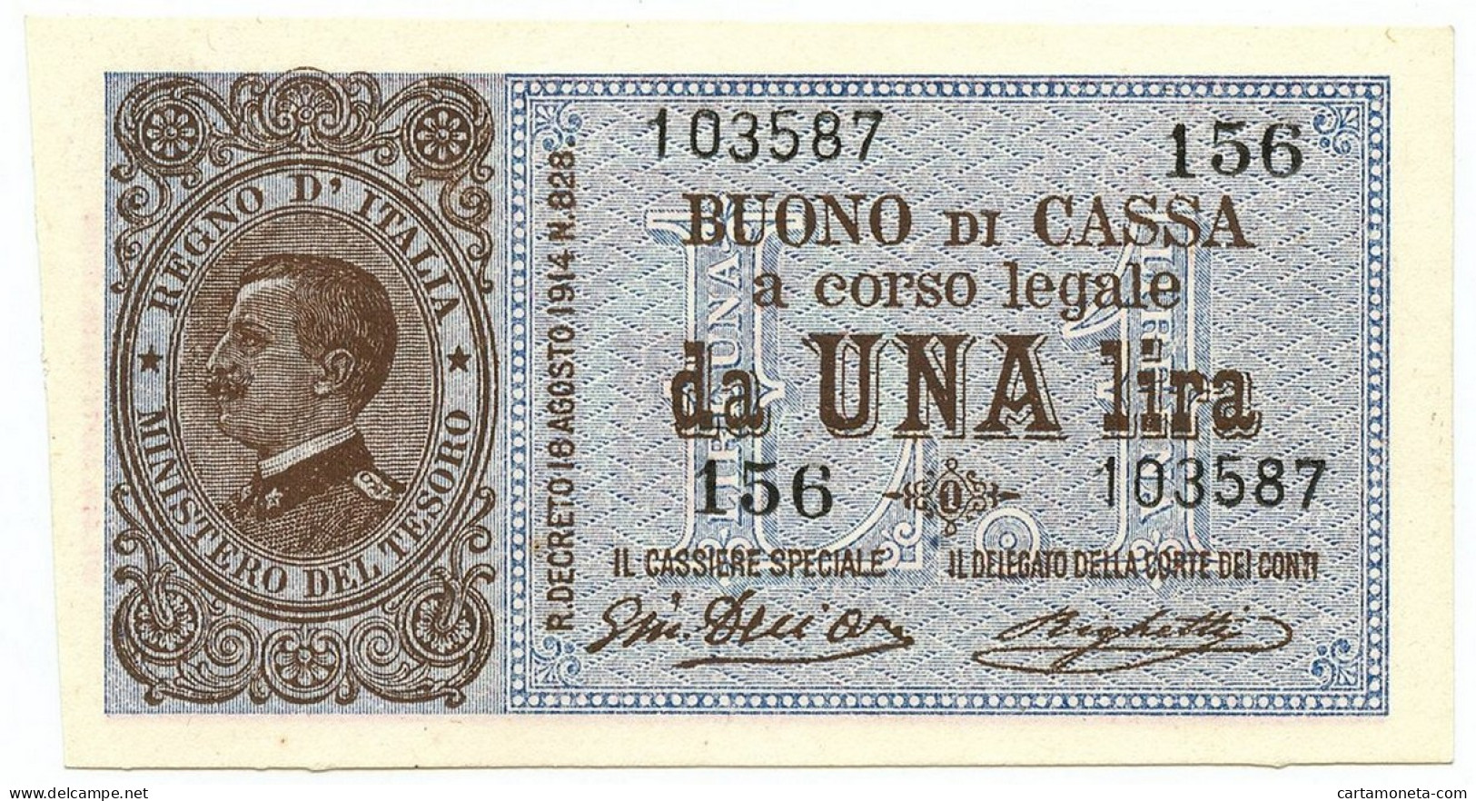 1 LIRA BUONO DI CASSA EFFIGE VITTORIO EMANUELE III 28/12/1917 QFDS - Regno D'Italia – Autres