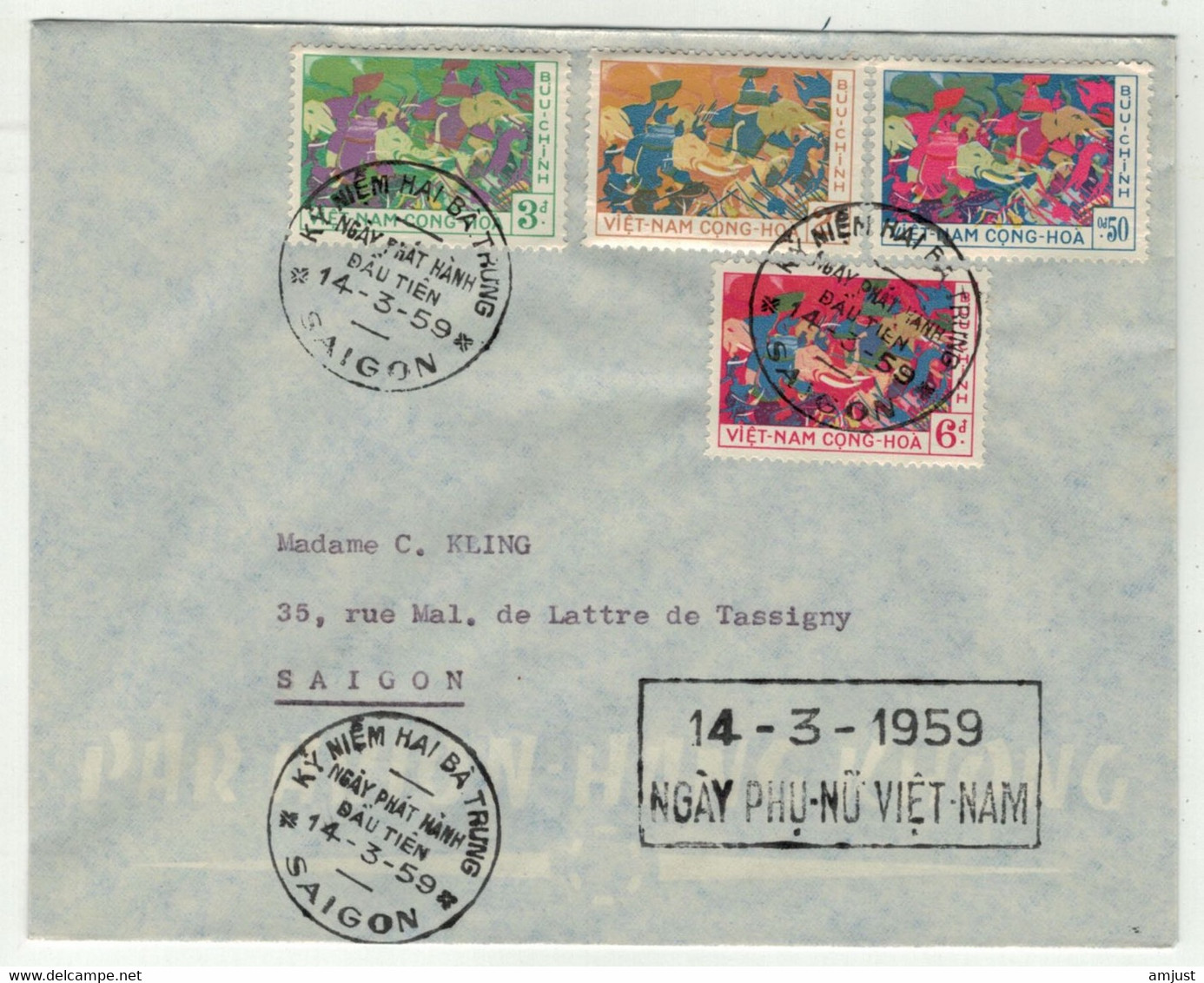 Viêt-Nam // Vietnam //  Lettre FDC  Pour Saigon 14/3/1959 - Viêt-Nam