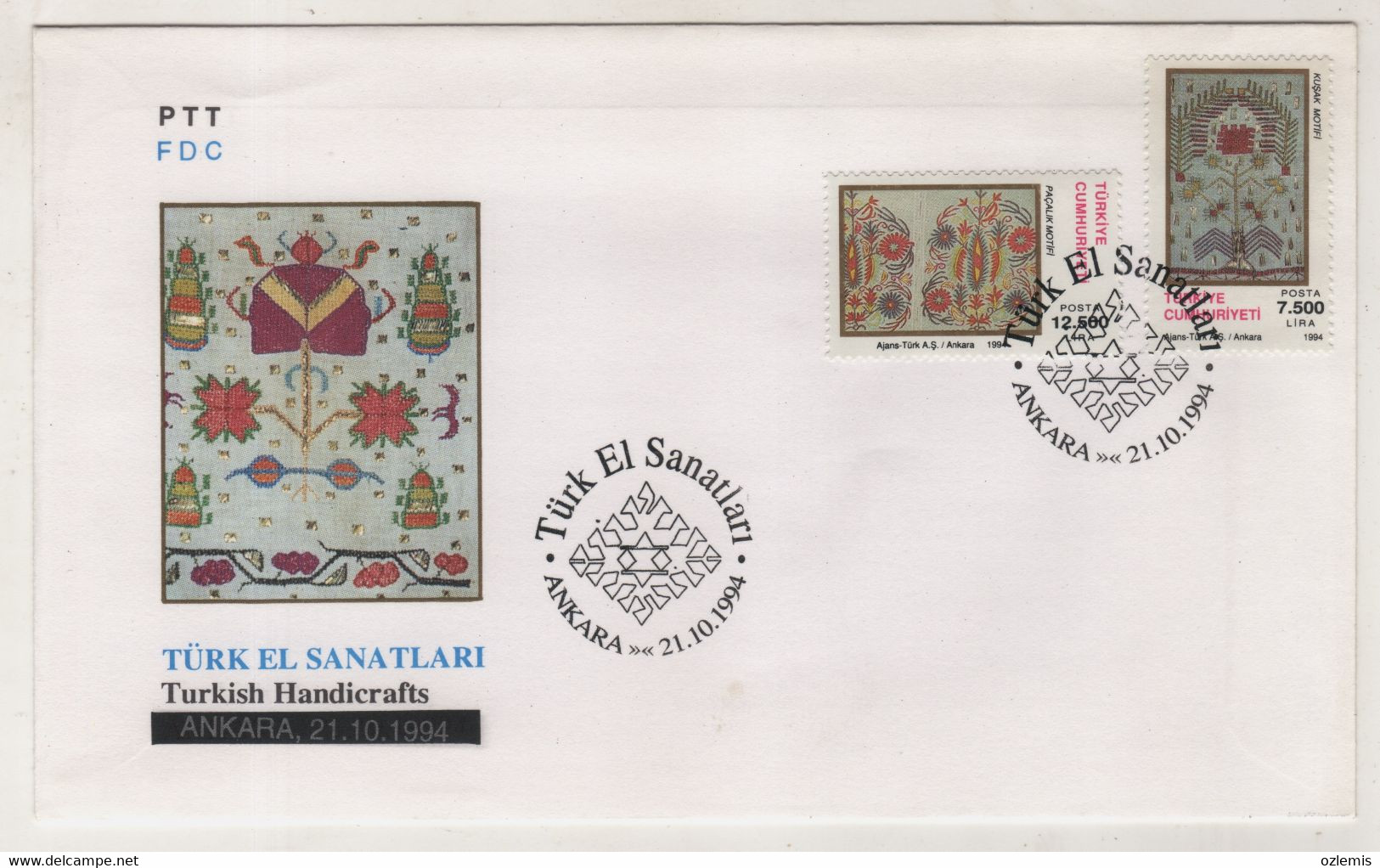 TURKEY,TURKEI,TURQUIE,TURKISH HANDICRAFTS 1994  FDC - Covers & Documents