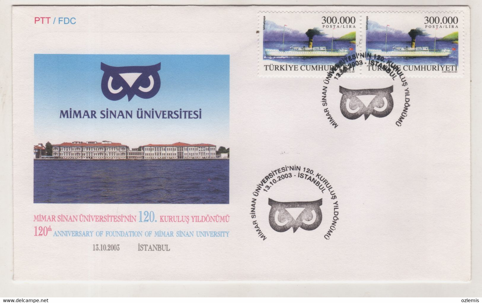 TURKEY,TURKEI,TURQUIE,MIMAR SINAN UNIVERCITY 2005   FDC - Cartas & Documentos