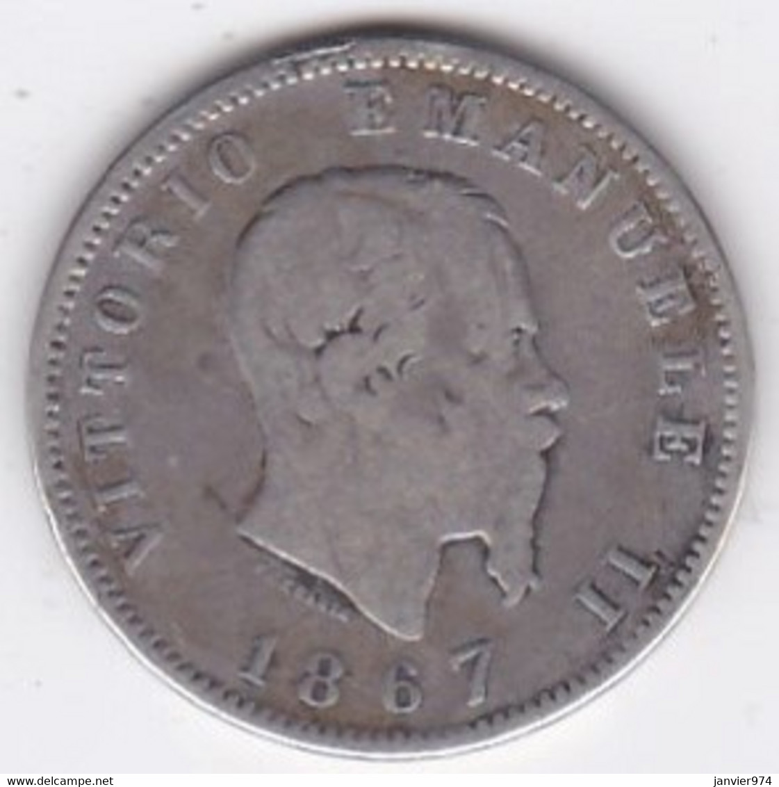 1 Lira Stemma 1867 M Milano , Vittorio Emanuele II , En Argent - 1861-1878 : Victor Emmanuel II.