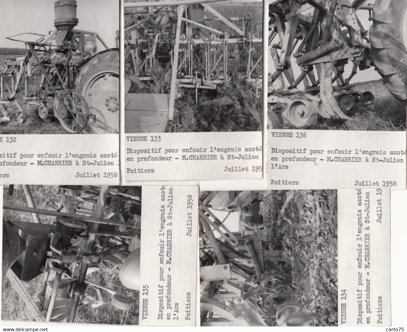 Saint-Julien-l'Ars 86 - Agriculture -Matériel Charrue - Exploitation  M. Charrier - Lot De 4 Photographies - 1958 - Saint Julien L'Ars