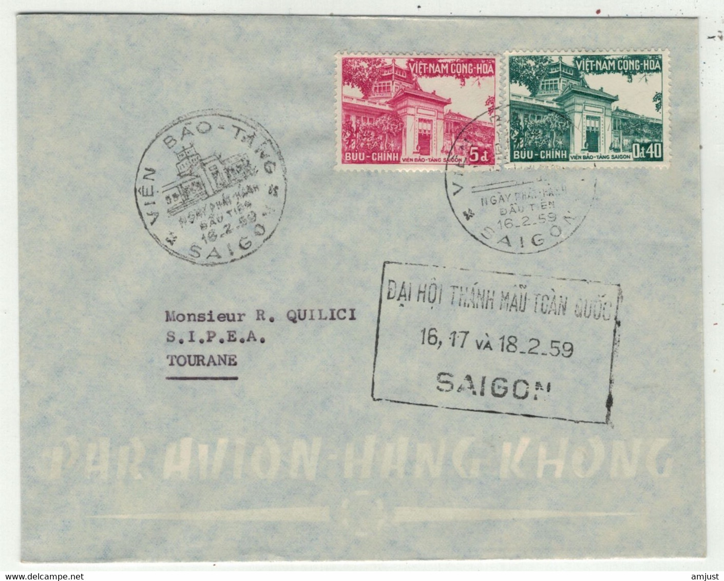 Viêt-Nam // Vietnam //  Lettre FDC Pour Saigon 16/2/1959 - Vietnam