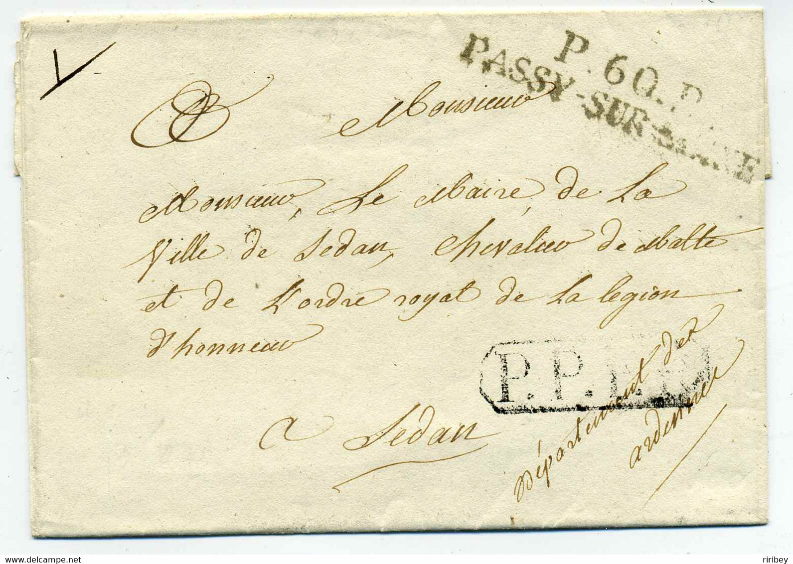 P60 P PASSY SUR SEINE  + PPPP / Dept De La SEINE / 1826   Côte 200€ - 1801-1848: Precursors XIX