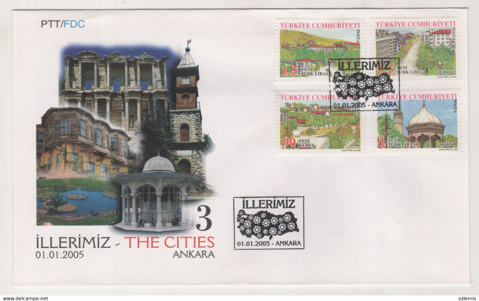 TURKEY,TURKEI,TURQUIE,THE CITIES   2005-2006 ,12  FDC - Cartas & Documentos