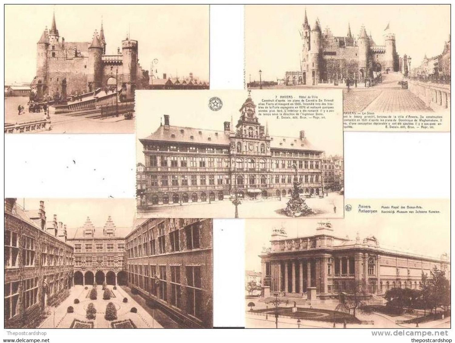 BELGIQUE 5 FIVE OLD ANVERS ANTWERP BELGIUM POSTCARDS - Sonstige & Ohne Zuordnung