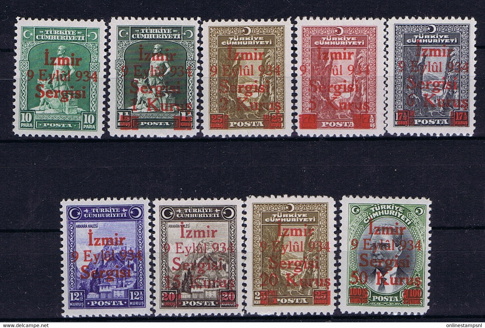 Turkey Mi 971 - 979  Isf1315 - 1323  1934  IzmirMint Never Hinged, New Without Hinge. Postfrisch - Usados