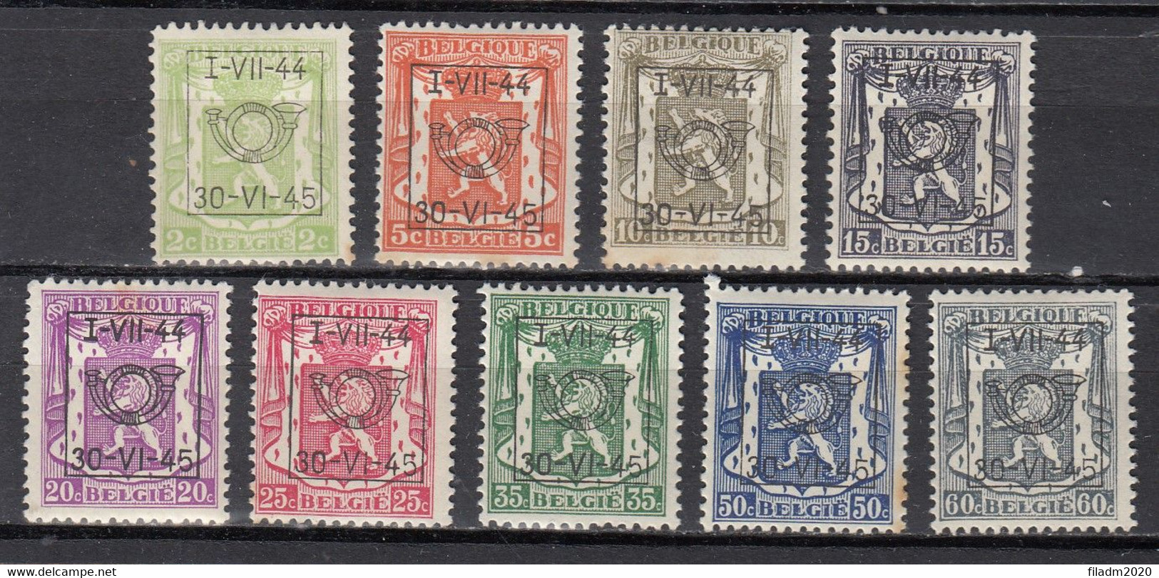 PRE520/528 Zonder Gom - Typo Precancels 1936-51 (Small Seal Of The State)