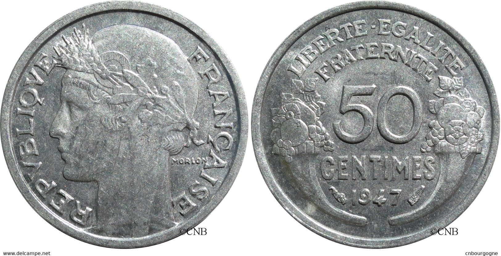 France - IVe République - 50 Centimes Morlon Aluminium, Poids Léger 1947 - SUP/AU58 - Fra2300 - 50 Centimes