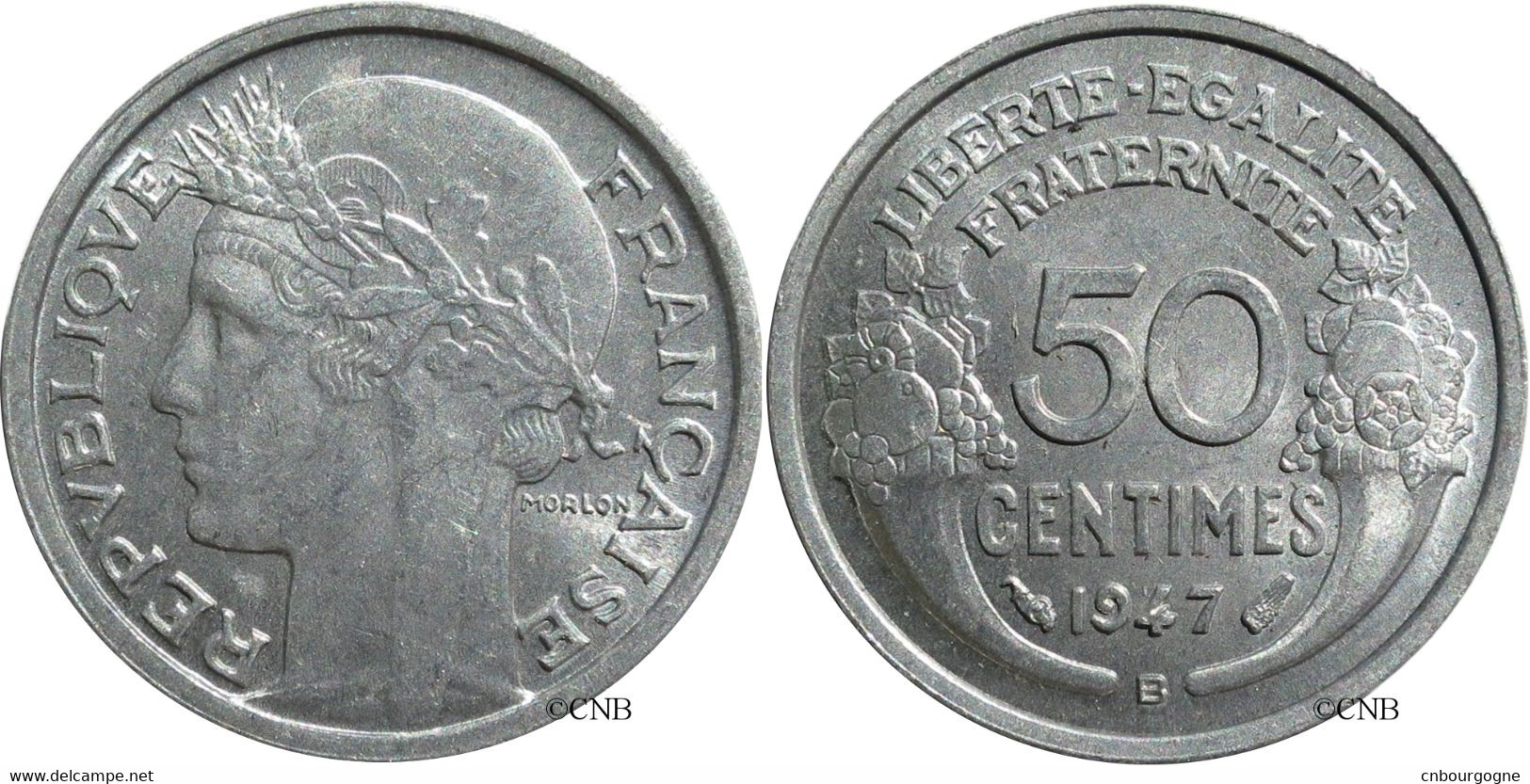 France - IVe République - 50 Centimes Morlon Aluminium, Poids Léger 1947 B - SUP+/MS62 - Fra2306 - 50 Centimes