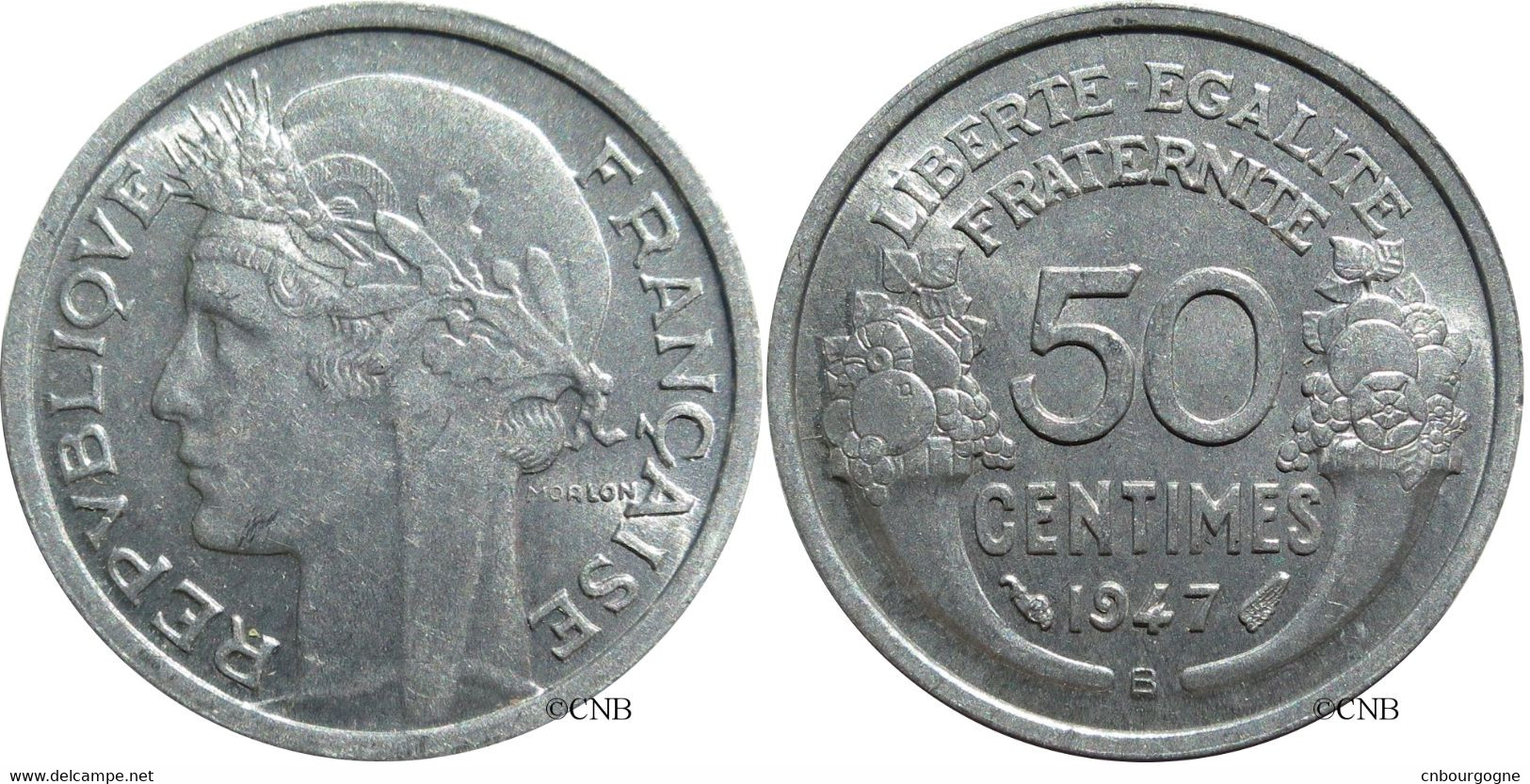 France - IVe République - 50 Centimes Morlon Aluminium, Poids Léger 1947 B - SUP+/MS62 - Fra2309 - 50 Centimes