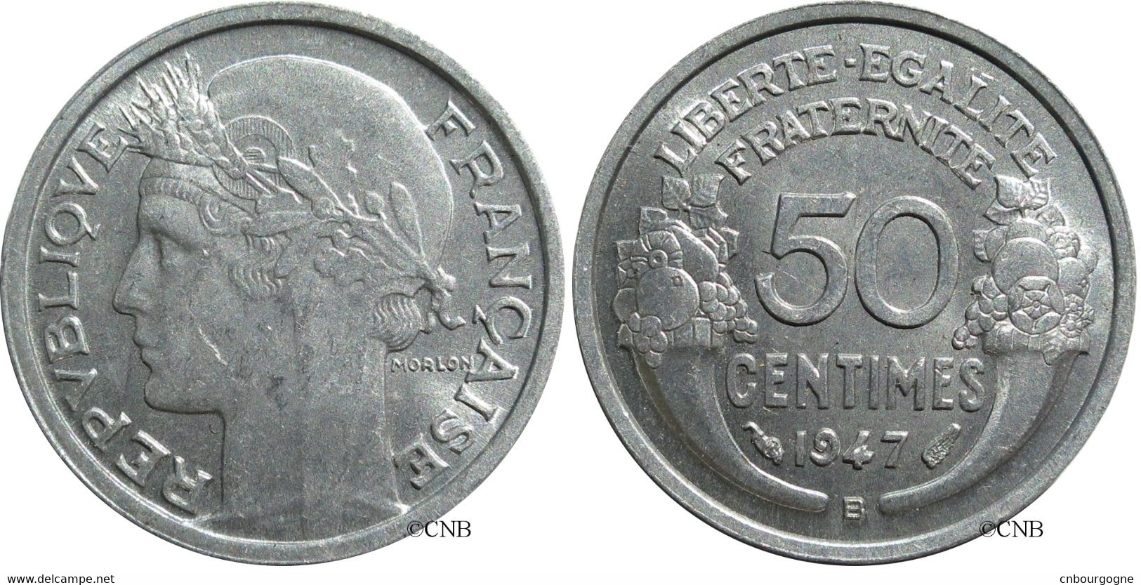 France - IVe République - 50 Centimes Morlon Aluminium, Poids Léger 1947 B - SUP+/MS62 - Fra2310 - 50 Centimes