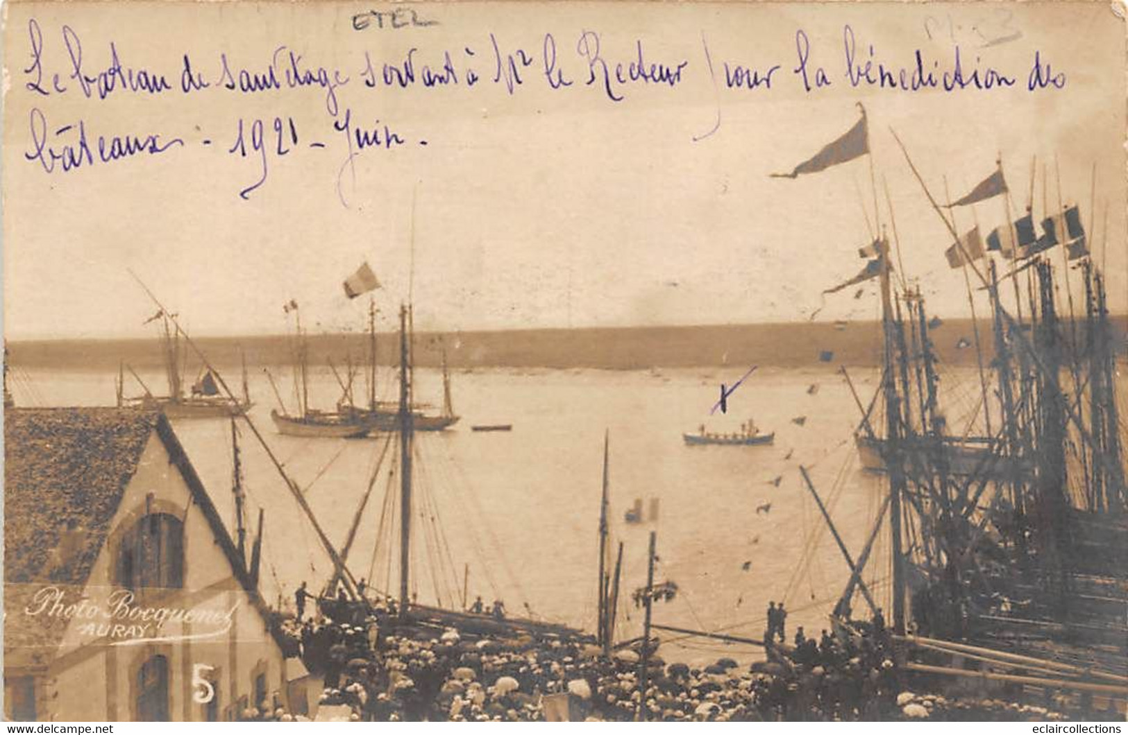 Etel    56     Fête Des Thoniers . Le Bateau De Sauvetage  Servant à M.Le Recteur     Carte Photo       (voir Scan) - Etel