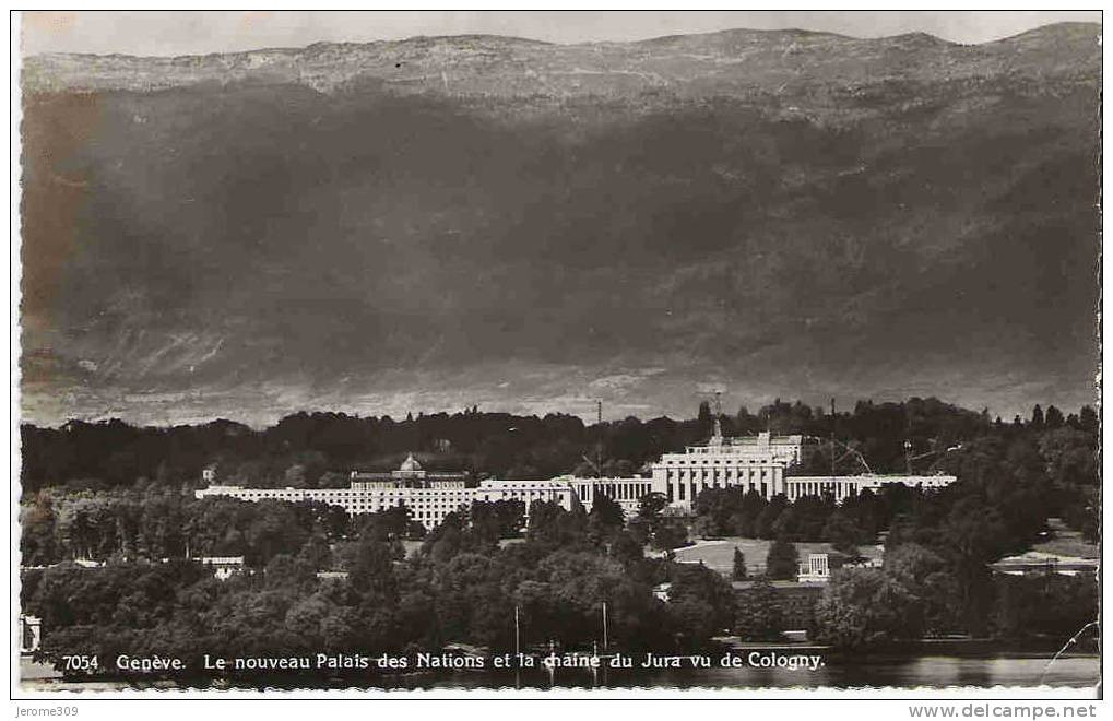 SUISSE - GENEVE - CPA - N°7054 - Genève, Le Nouveau Palais Des Nations Et La Chaine Du Jura Vu De Cologny - Cologny