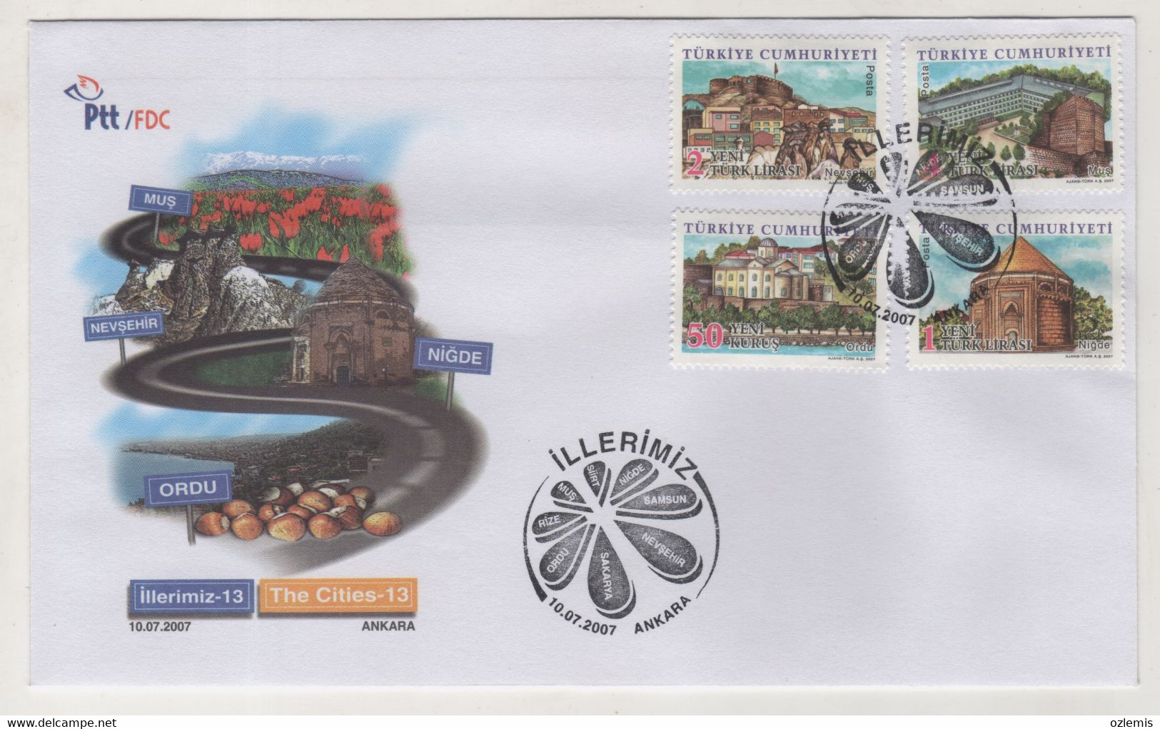 TURKEY,TURKEI,TURQUIE,THE CITIES   2007-2008,8  FDC - Briefe U. Dokumente