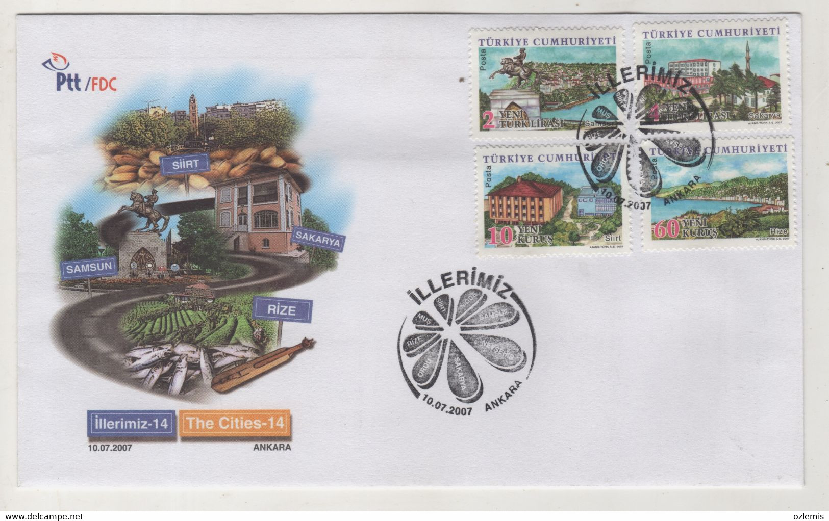 TURKEY,TURKEI,TURQUIE,THE CITIES   2007-2008,8  FDC - Lettres & Documents