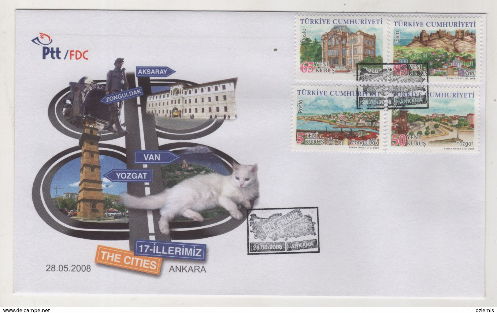 TURKEY,TURKEI,TURQUIE,THE CITIES   2007-2008,8  FDC - Lettres & Documents