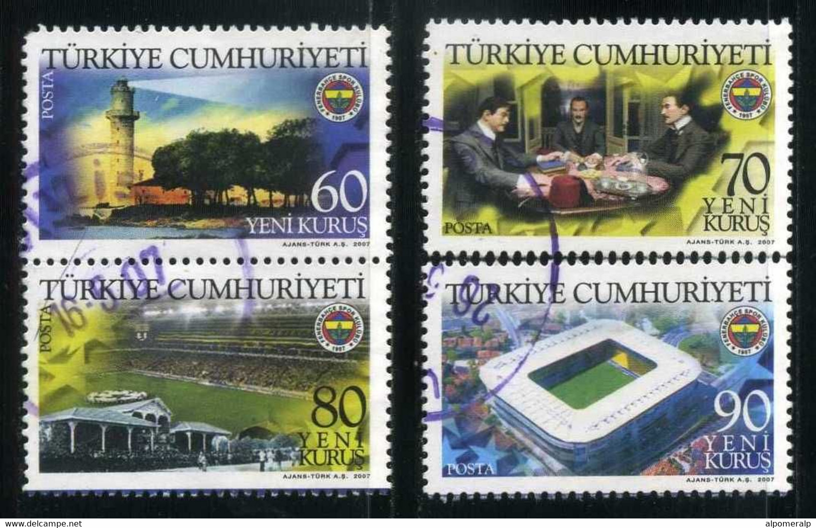 Turkey 2007 - Mi. 3580-83 O, Fenerbahce Spor Club | Fenerbahce Lighthouse | Former Sports Field | Football Stadium - Used Stamps